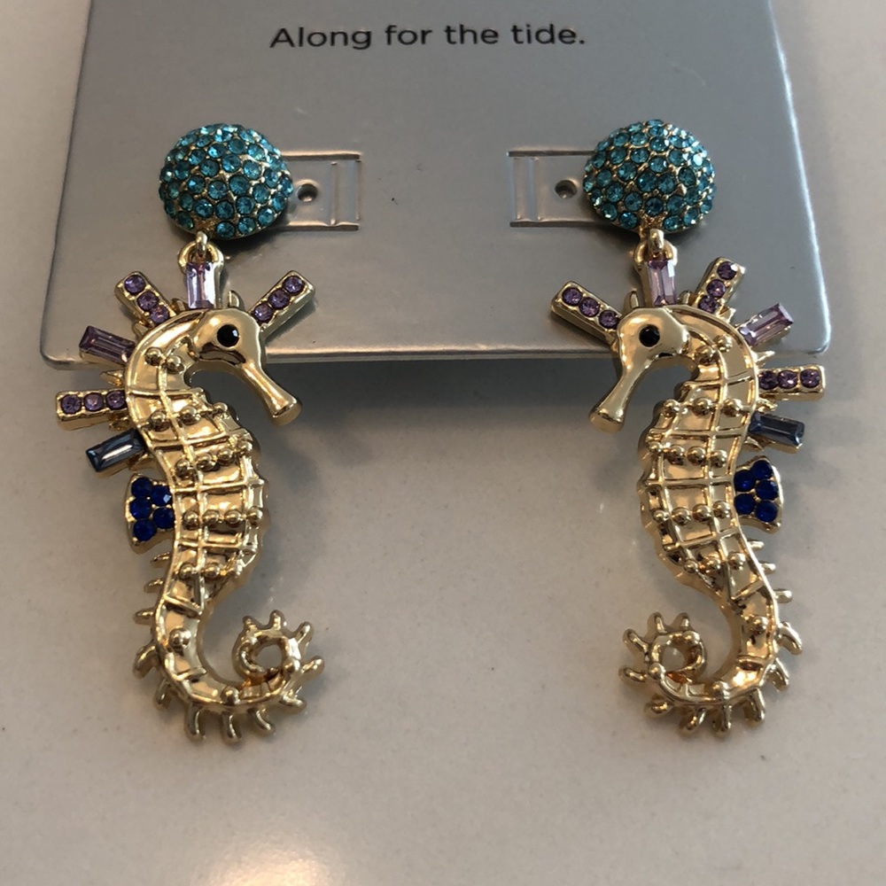 SUGARFIX by BaubleBar 'Horsing Around' Drop Earrings - Blue sea horse nwt
